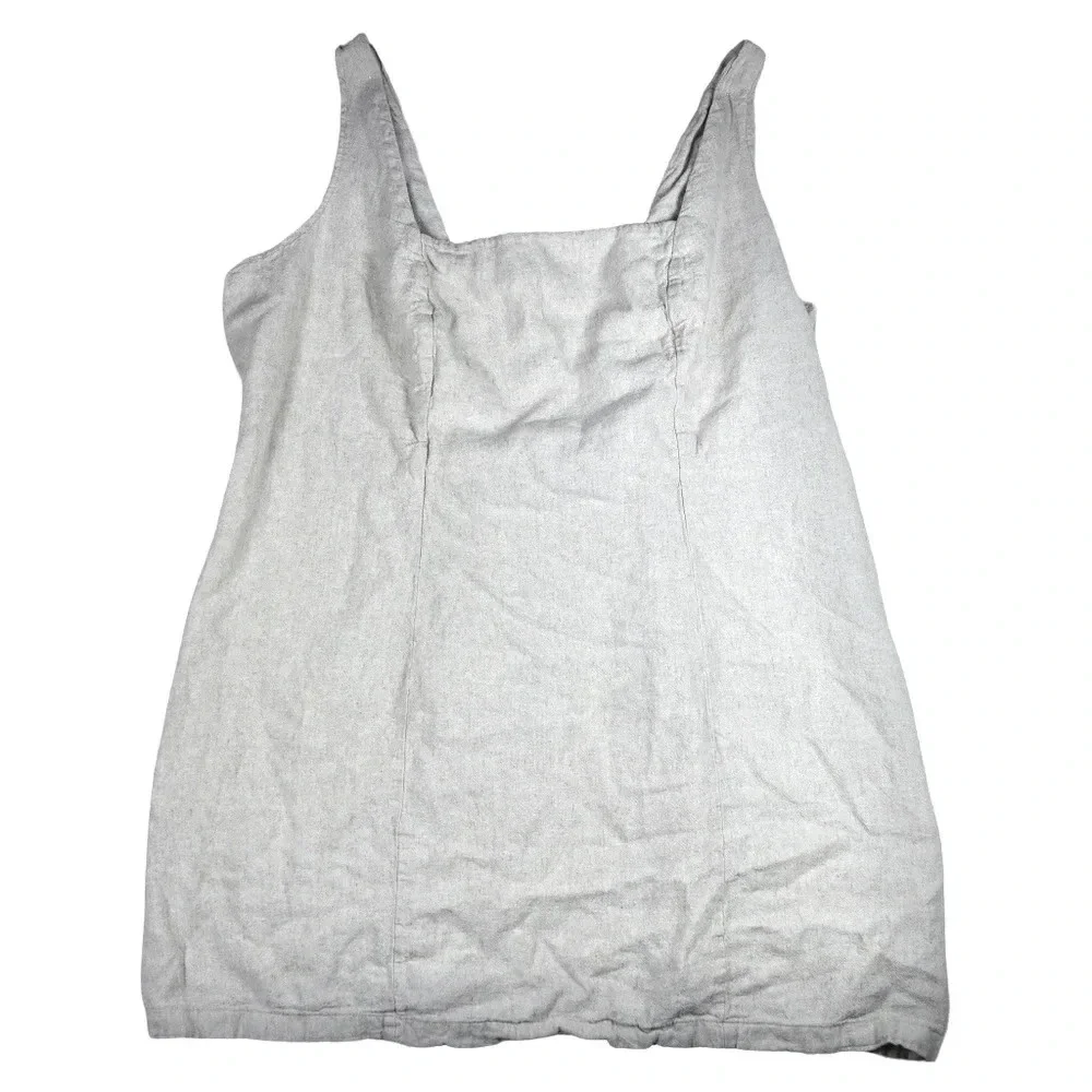 Old Navy Linen Blend Square Neck Above Knee Natural Dress Flax Color 3X Vacation - Picture 3 of 8